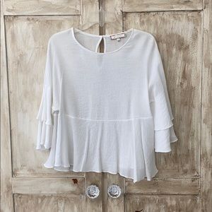 Anthropologie Bell Sleeved White Blouse